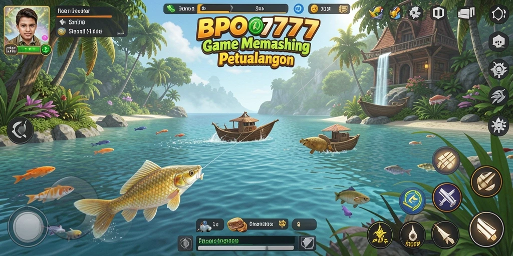 Tampilan gameplay seru BPO777 saat menangkap ikan besar.