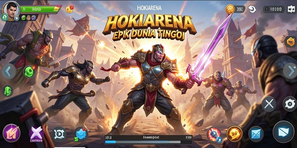 Tampilan gameplay <strong>HOKIARENA</strong> yang menegangkan dan penuh aksi pertarungan.