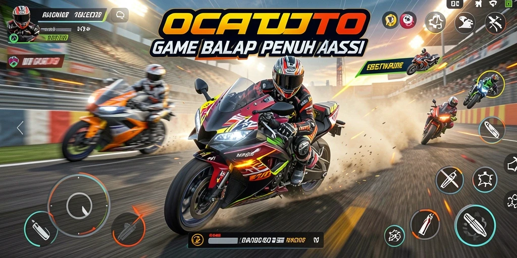Gameplay balap motor yang seru dan mengasyikkan.
