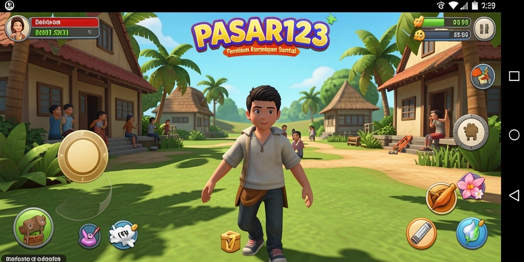 Tampilan gameplay PASAR123 yang penuh warna dan menarik.