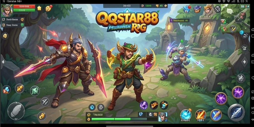 Screenshot gameplay QQSTAR88 menampilkan pertempuran seru dan karakter yang dinamis.
