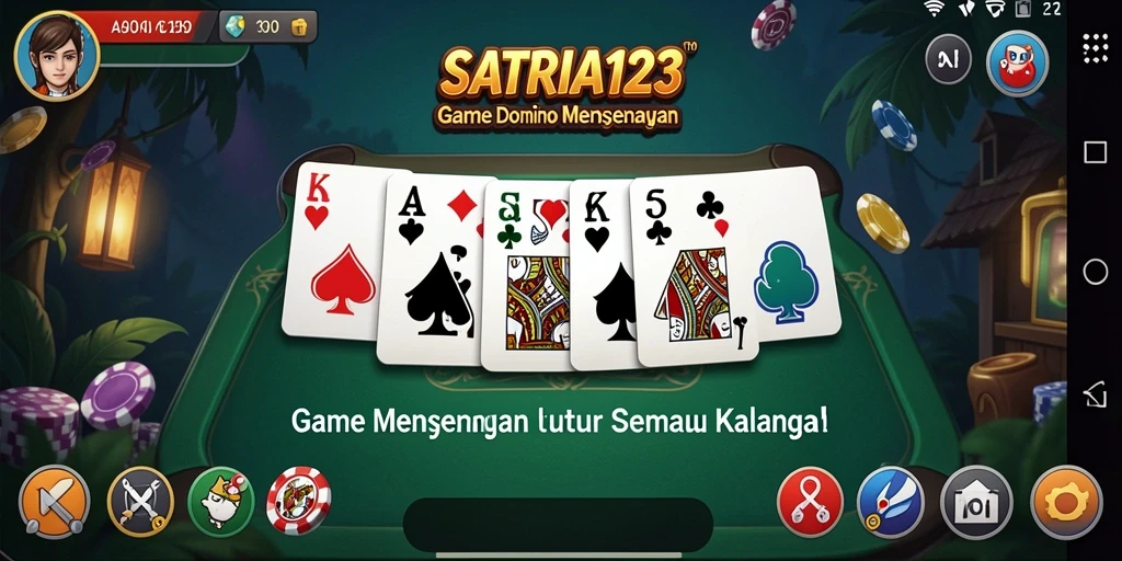 Screenshot tampilan gameplay SATRIA123 yang menampilkan suasana seru permainan Domino.