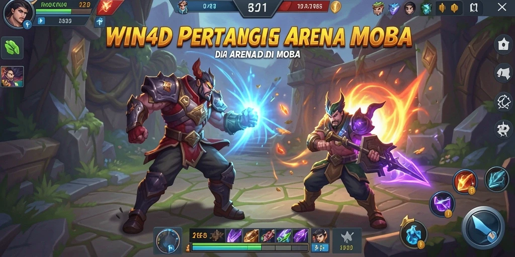 Gameplay seru dengan pertempuran tim di arena MOBA.