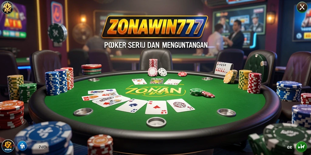 Tampilan gameplay poker seru dan menantang di ZONAWIN777.