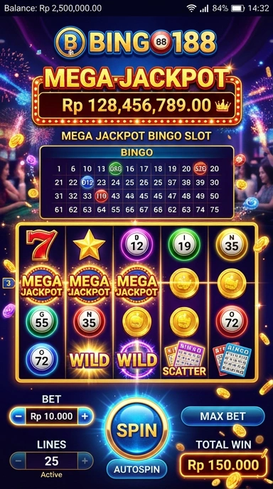 Tampilan utama aplikasi bingo188 yang menarik dan mudah dipahami.